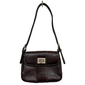 VINTAGE Y2K Kenneth Cole New York Brown Leather Shoulder Bag Purse Small